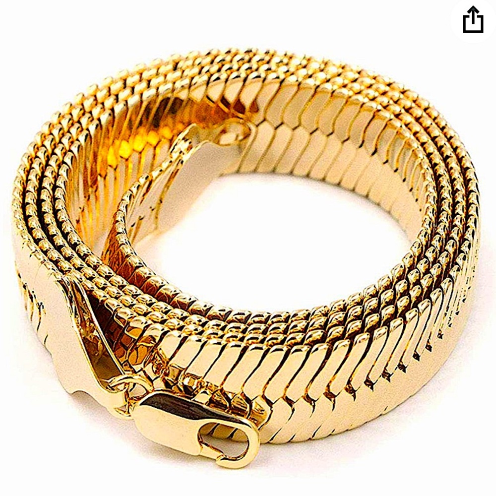 GOLD FLAT HERRINGBONE 10mm NECKLACE - Picture 11 of 14